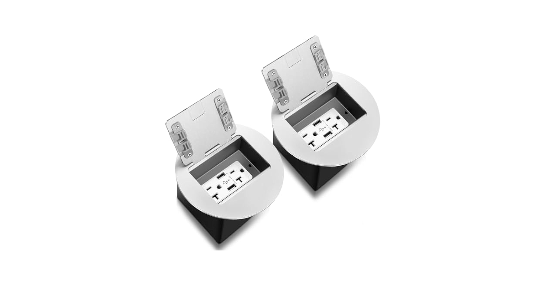 Kanayu 2 Pack Silver Recessed Floor Outlet, 3.98